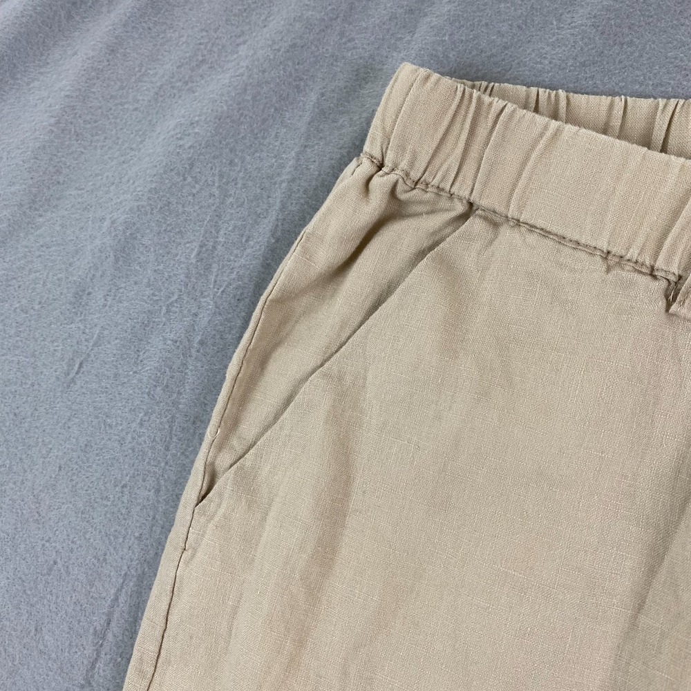 Quince Women European Linen Pants M Driftwood M Elastic Waist Cropped 25" - Picture 4 of 12